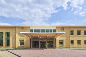 Detail: hempcrete facade of town hall Voorst