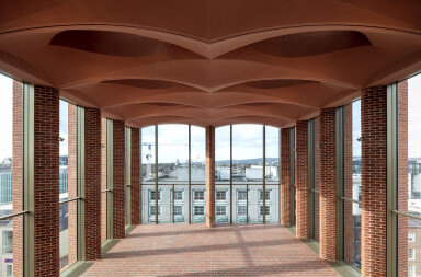 Detail: Red brick and vaulted ceilings scrum together in the International Rugby Experience